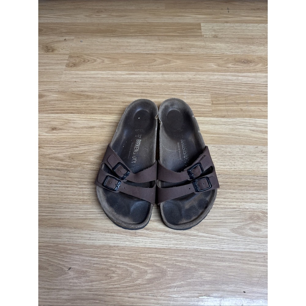 Birkenstock Ibiza Women Sz 37 US 6 Brown Leather Two Strap Sandals - Picture 1 of 7